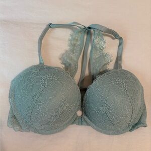 Victoria's Secret Very Sexy Push-Up Lace Bra in Soft Teal - New 34D Racerback